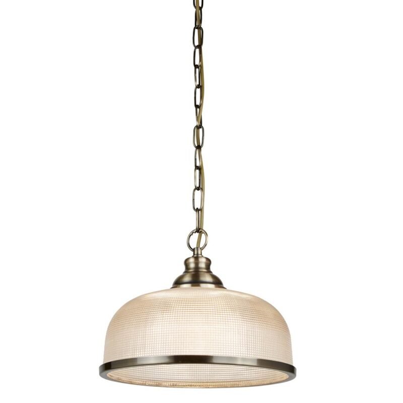 Bistro II Ceiling Pendant - Brass & Halophane Glass