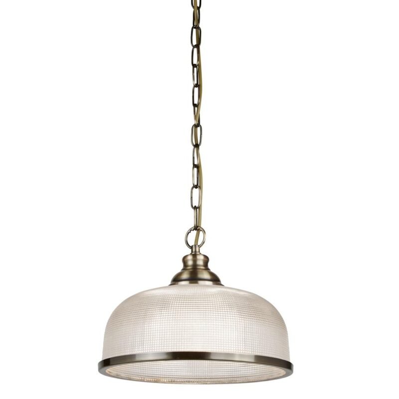 Bistro II Ceiling Pendant - Brass & Halophane Glass