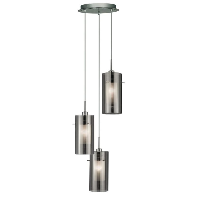 Duo 2 3LT Bar Pendant - Smoked Glass With Frosted Inner
