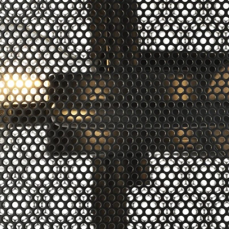 Fishnet 3LT Drum Ceiling Pendant - Black Metal Mesh