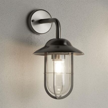 Toronto Outdoor Wall Light- Satin Silver Metal & Clear Glass