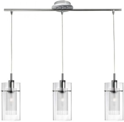 DUO I 3LT BAR CEILING PENDANT - CHROME & DOUBLE GLASS