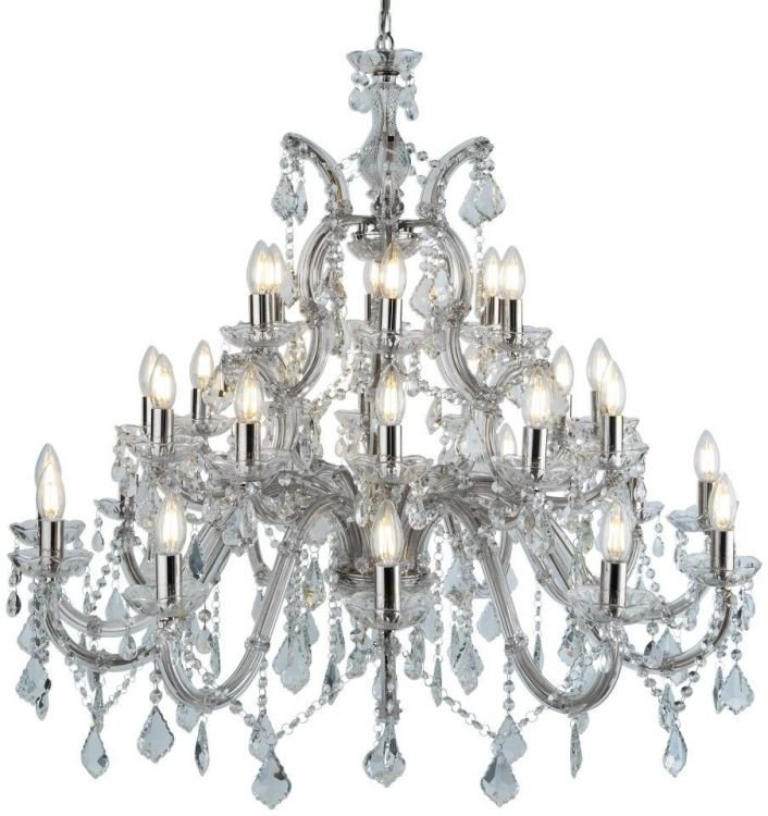 Marie Therese 30LT Chandelier - Chrome & Clear Crystal