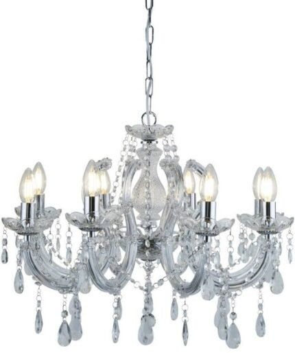 Marie Therese 8LT Ceiling Pendant - Chrome & Clear Crystal
