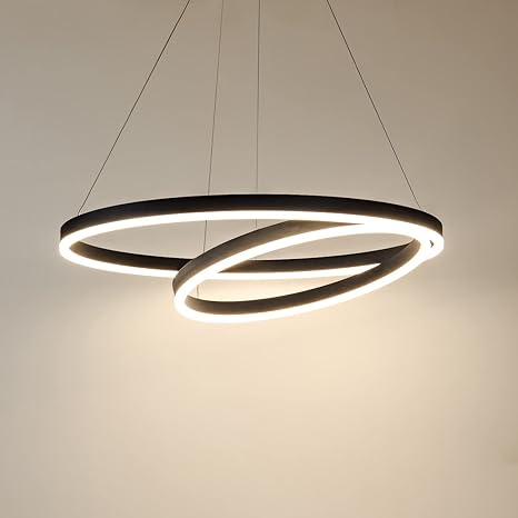 Dot Loop 2LT LED Ring Pendant - Black Metal & White