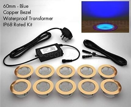 60mm LED Decking / Plinth Lights (Pack of 10) Blue Colour