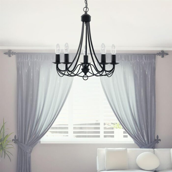 Maypole 5LT Ceiling Pendant - Black Iron