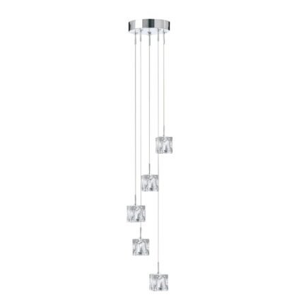 Ice Cub 5LT 1.16m LED Multi-Drop Pendant - Glass & Chrome