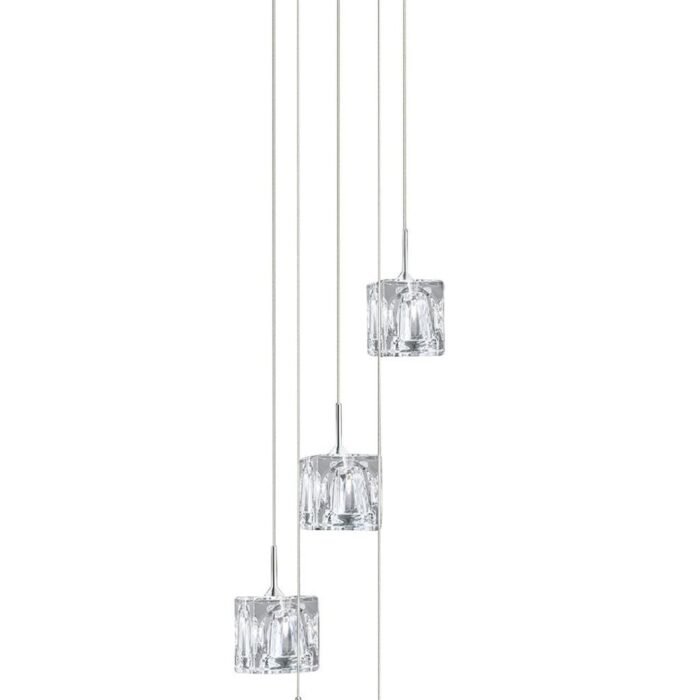 Ice Cub 5LT 1.16m LED Multi-Drop Pendant - Glass & Chrome