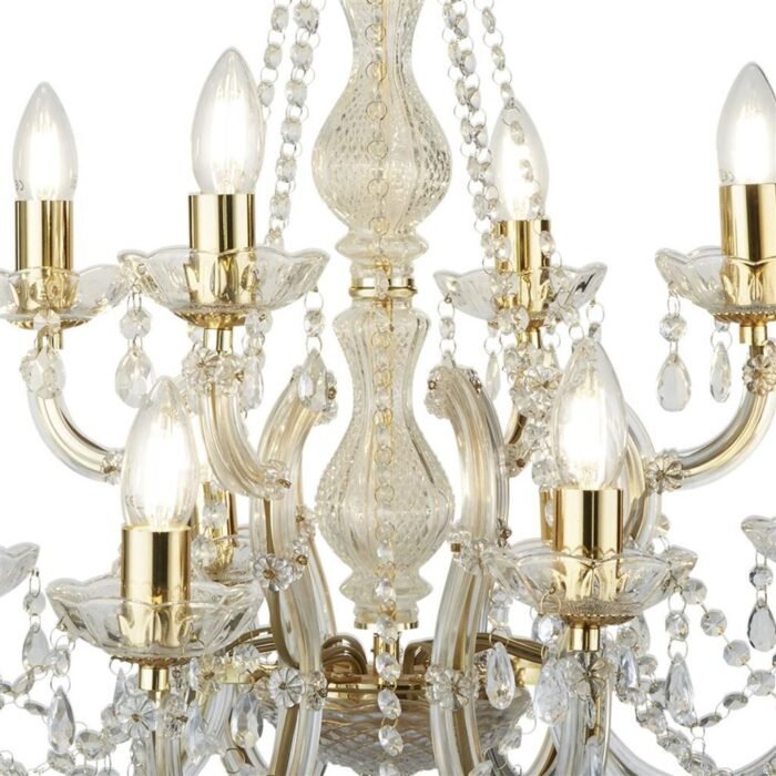 Marie Therese 12LT Chandelier - Polished Brass & Crystal