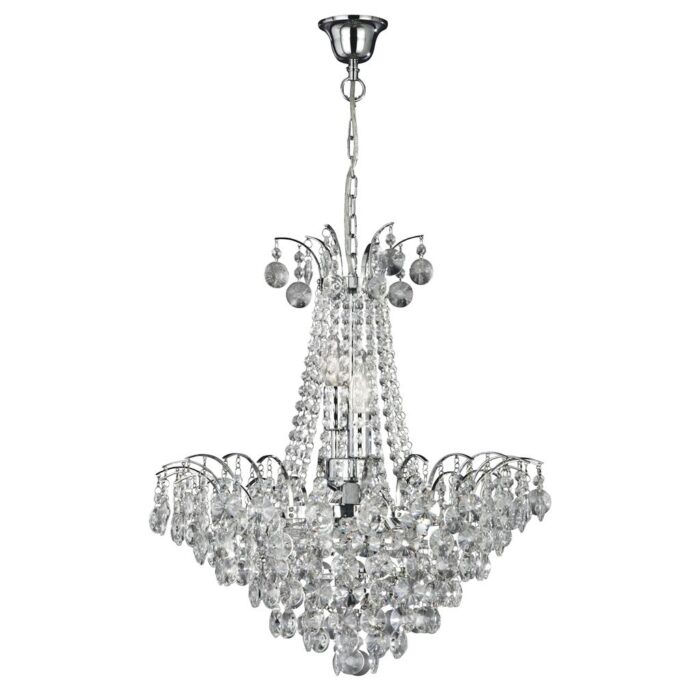 Limoges 6LT Chandelier- Crystal & Chrome