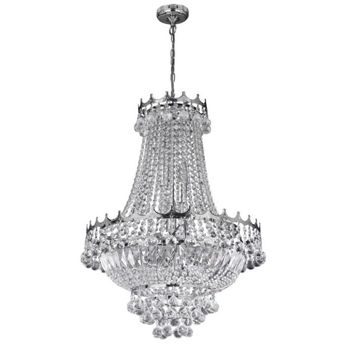 Versailles 9LT Chandelier - Chrome Frame & Crystal