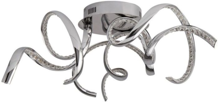 Twirls LED Flush Ceiling Light- Chrome & Clear Crystal