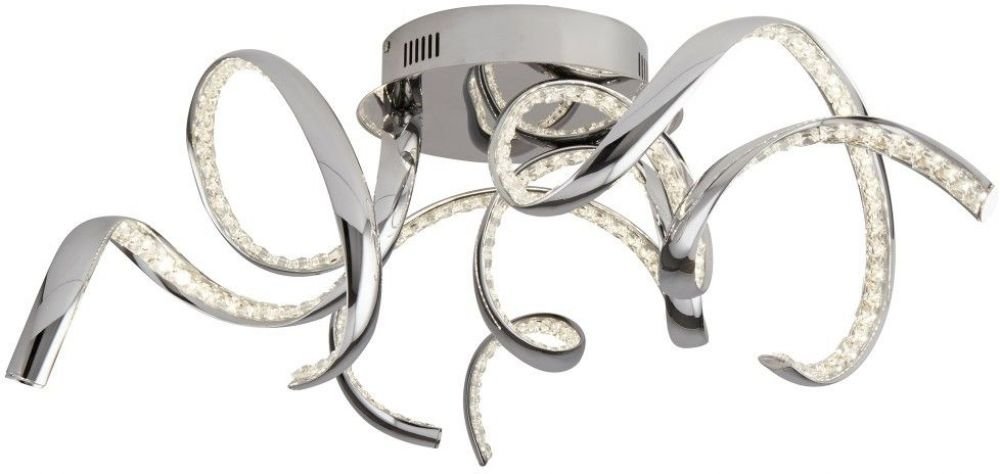 Twirls LED Flush Ceiling Light- Chrome & Clear Crystal