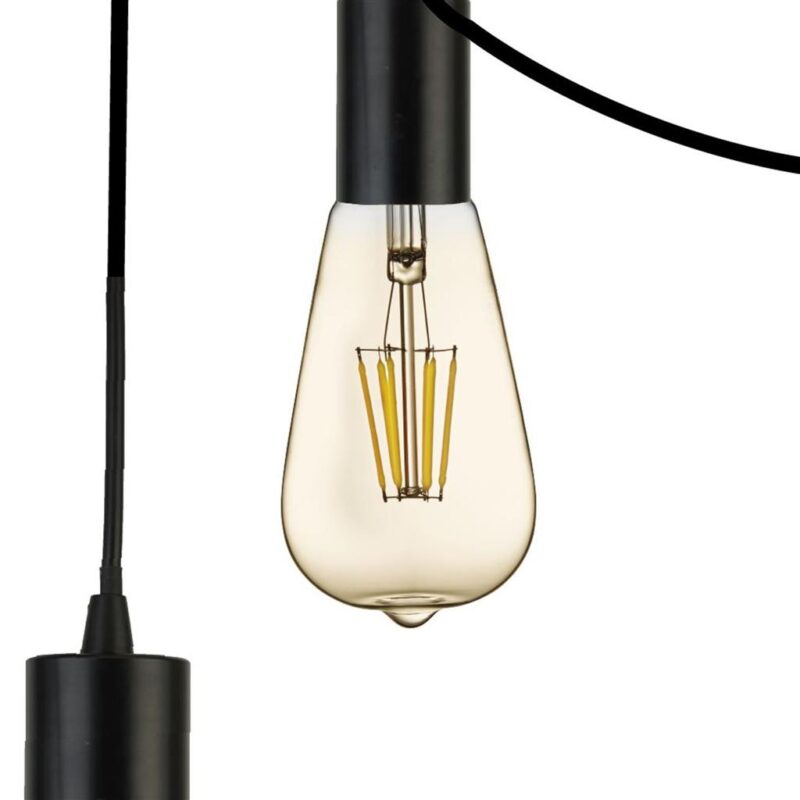 Squiggle 9LT Ceiling Pendant- Black Metal & Cables