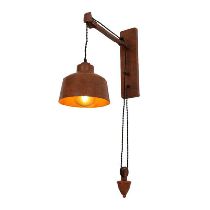 Old Brown Metal Pulley Step Wall Light E27 Fitting
