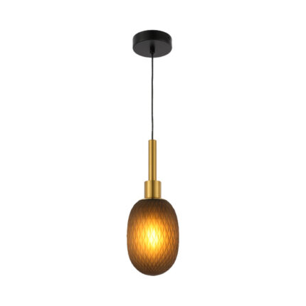 Opalescent Ellipsoid Pendant Light with Gold Detail