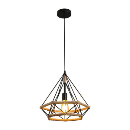 Manila Hemp Rope Diamond Pendant Light Black E27