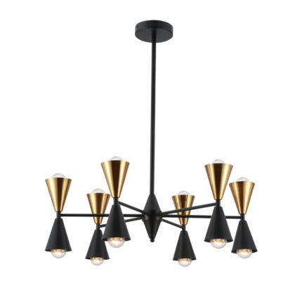 Black Gold Up Down Funnel Modern Chandelier Ceiling Light 12xE27