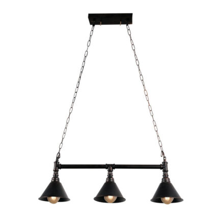 Black Metal Funnel Pipe Island Ceiling Chandelier Light 3xE27