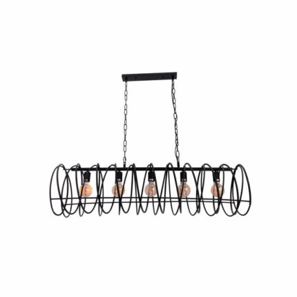 Black Metal Spiral Helix Island Chandelier Ceiling Light 5xE27