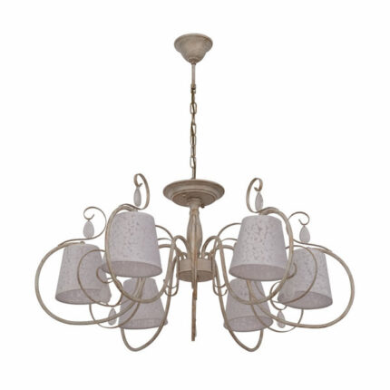 Creamy White Shade Rice White Gold Brushed Arm Ceiling Chandelier Light E14
