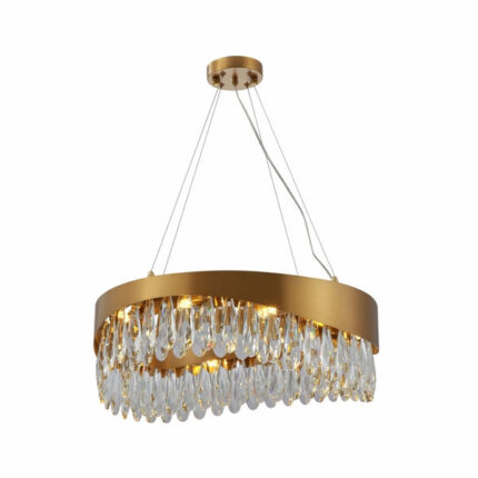 Faceted Long Pear Crystal Gold Metal Chandelier Ceiling Light G9